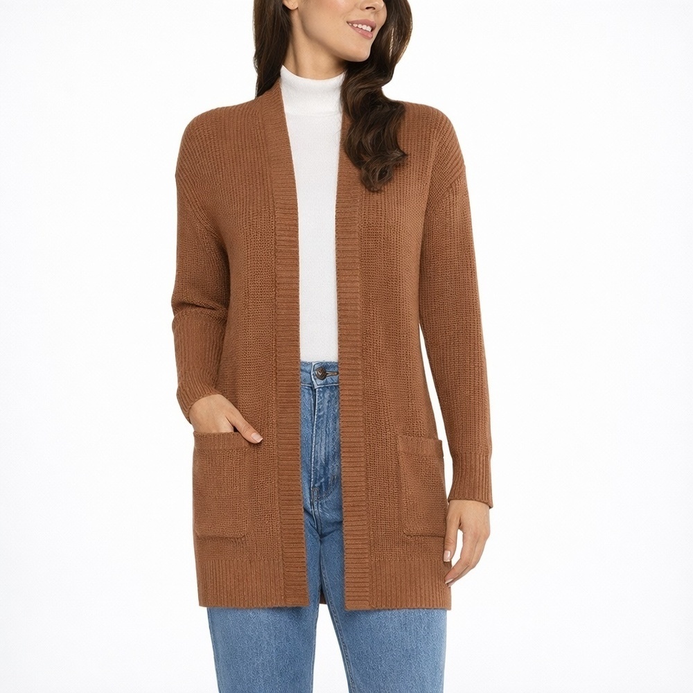 Max & Mia Women's L Cardigan Camel Cotton a2210